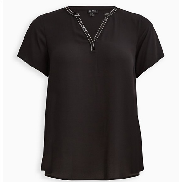 TORRID GEORGETTE EMBELLISHED BLOUSE - BLACK NWTs - Picture 3 of 10